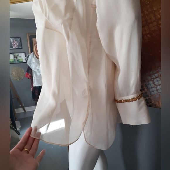 Nwt Zara Limited Edition Beaded Sheer Blouse - Picture 11 of 15